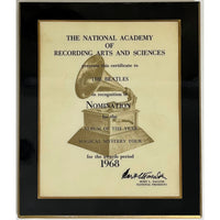 Beatles Magical Mystery Tour 1968 Grammy Album Of The Year Nomination Plaque presented to The Beatles- RARE