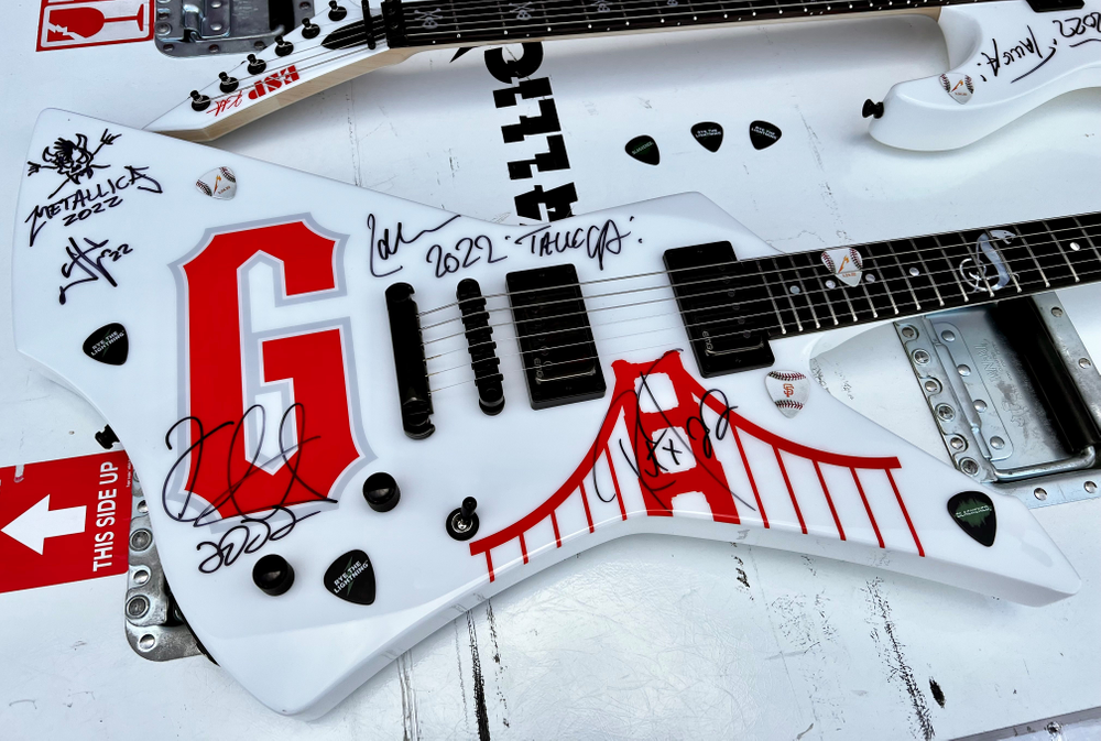 James Hetfield’s Custom Signature Series ESP Guitar, Autographed by Metallica and Played at Metallica Night with the San Francisco Giants