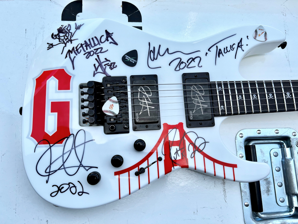 Kirk Hammett’s Custom Signature Series ESP Guitar, Autographed by Metallica and Played at Metallica Night with the San Francisco Giants